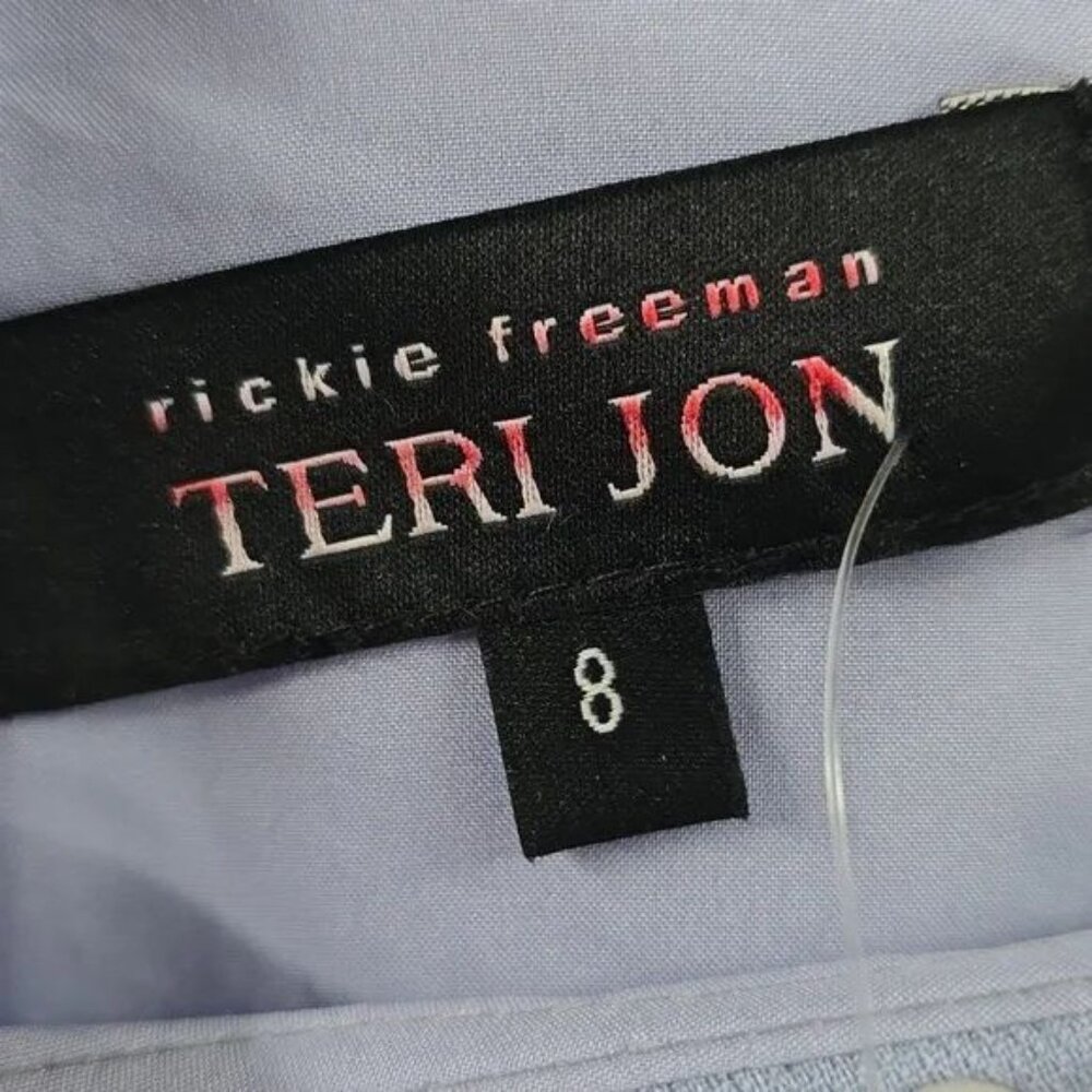 Rickie Freeman For Teri Jon Elegant Blue Pearl Embellished Dress - Picture 5 of 6